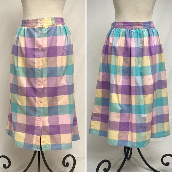 Vintage Summer Plaid Checkered Skirt - Picture 1 of 8